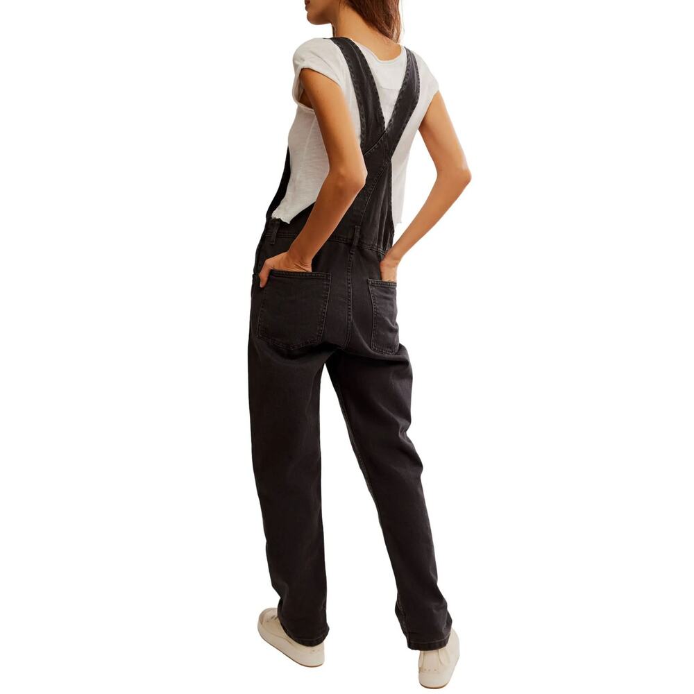 Free People We the Free Ziggy Black Denim Overalls XS 100% Cotton Classic - Picture 15 of 16